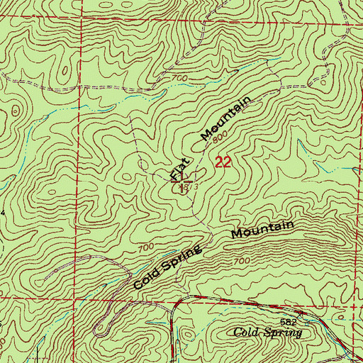 Topographic Map of Flat Mountain, AR