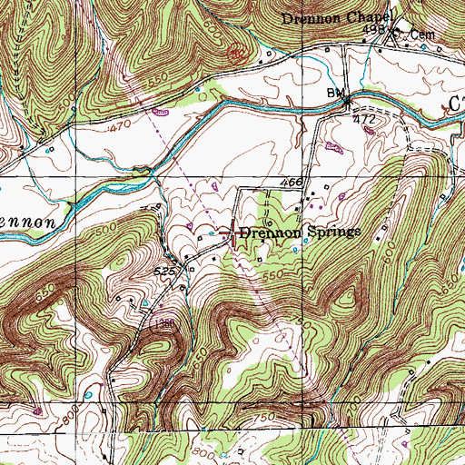 Topographic Map of Drennon Springs, KY