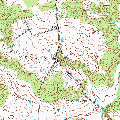 Topographic Map of Dripping Spring, KY