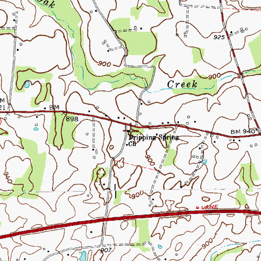 Topographic Map of Dripping Spring Church, KY