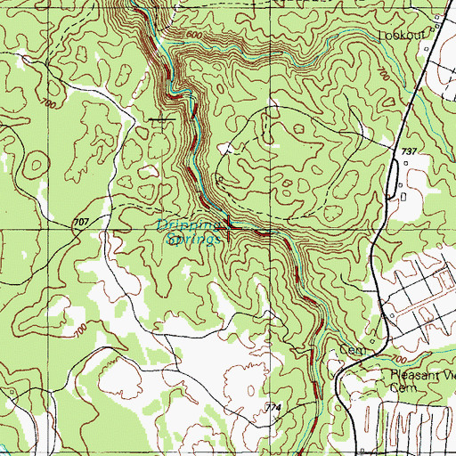 Topographic Map of Dripping Springs, KY