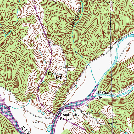 Topographic Map of Driscol Hill, KY