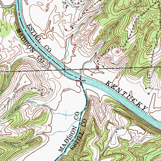 Topographic Map of Drowning Creek, KY