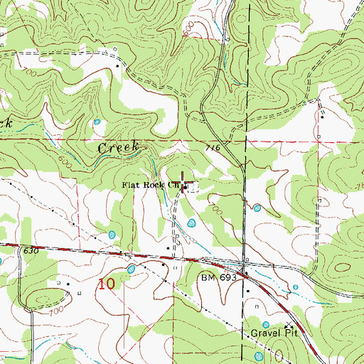 Topographic Map of Flat Rock Church, AR
