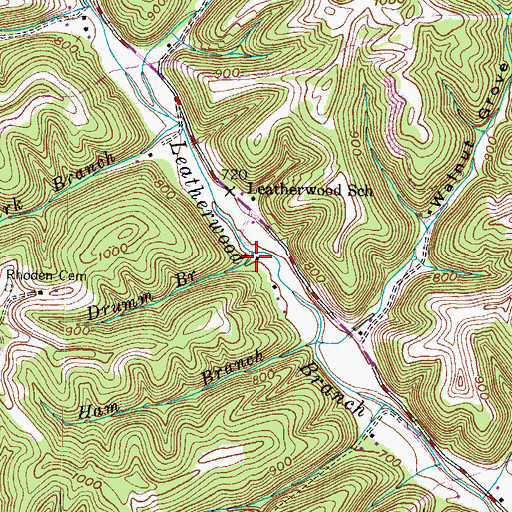 Topographic Map of Drumm Branch, KY