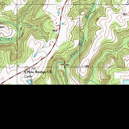 Topographic Map of Dry Bed Branch, KY