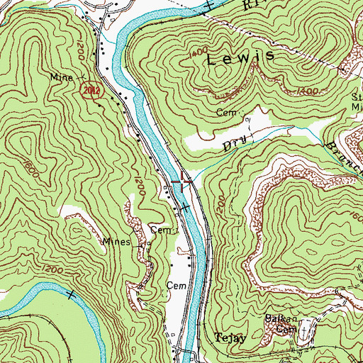Topographic Map of Dry Branch, KY