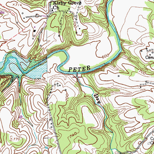Topographic Map of Dry Branch, KY