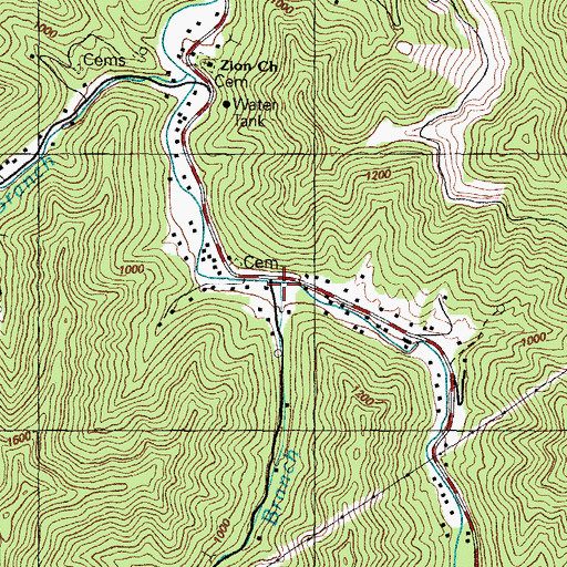 Topographic Map of Dry Branch, KY