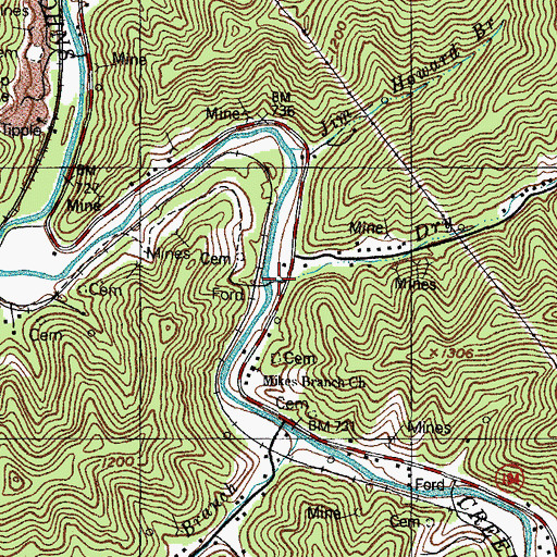 Topographic Map of Dry Branch, KY
