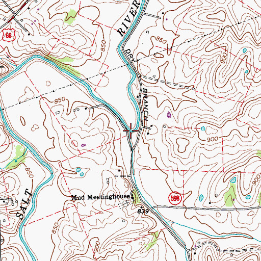 Topographic Map of Dry Branch, KY
