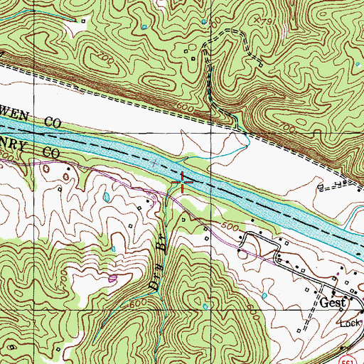 Topographic Map of Dry Branch, KY