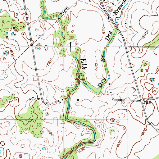 Topographic Map of Dry Branch, KY