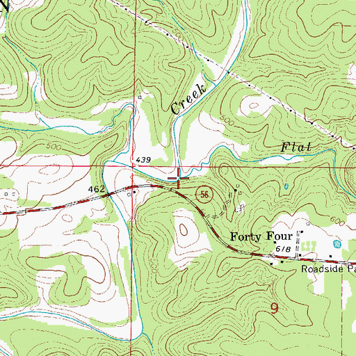 Topographic Map of Flat Rock Creek, AR