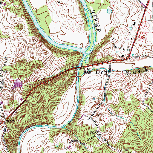 Topographic Map of Dry Branch, KY