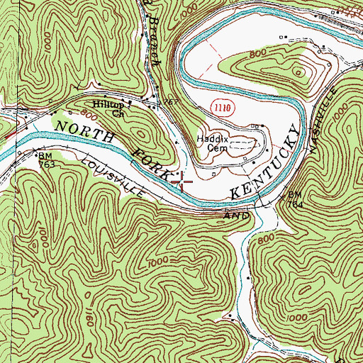 Topographic Map of Dry Bread Branch, KY
