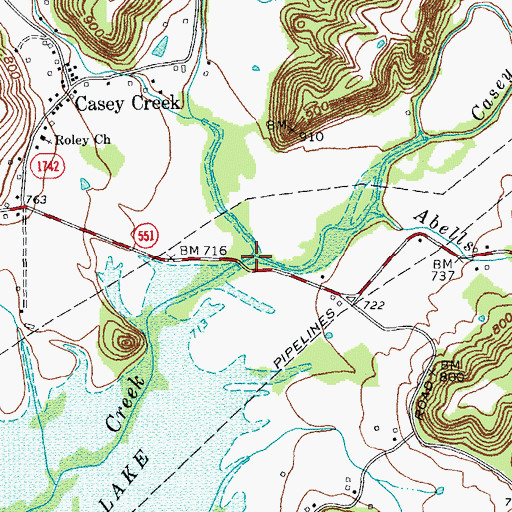Topographic Map of Dry Creek, KY