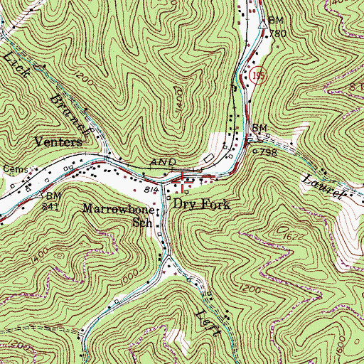 Topographic Map of Dry Fork, KY