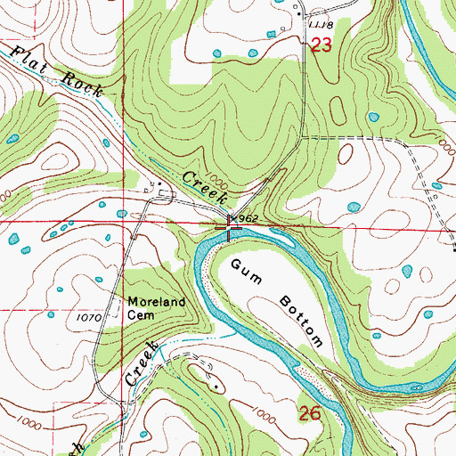Topographic Map of Flat Rock Creek, AR
