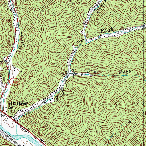 Topographic Map of Dry Fork, KY