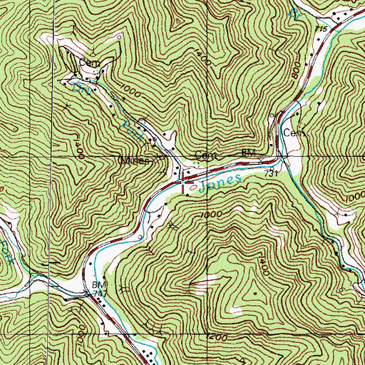 Topographic Map of Dry Fork, KY