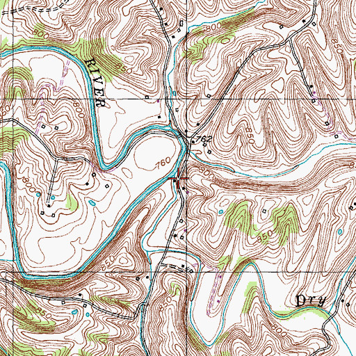 Topographic Map of Dry Fork, KY