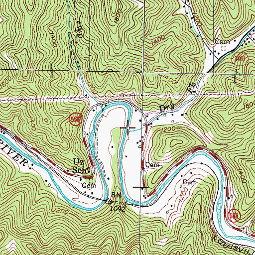 Topographic Map of Dry Fork, KY