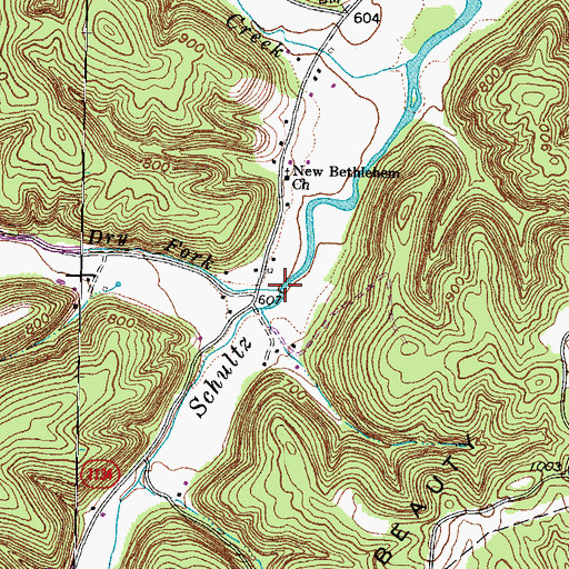 Topographic Map of Dry Fork, KY