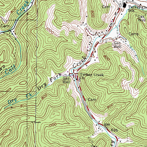 Topographic Map of Dry Fork, KY