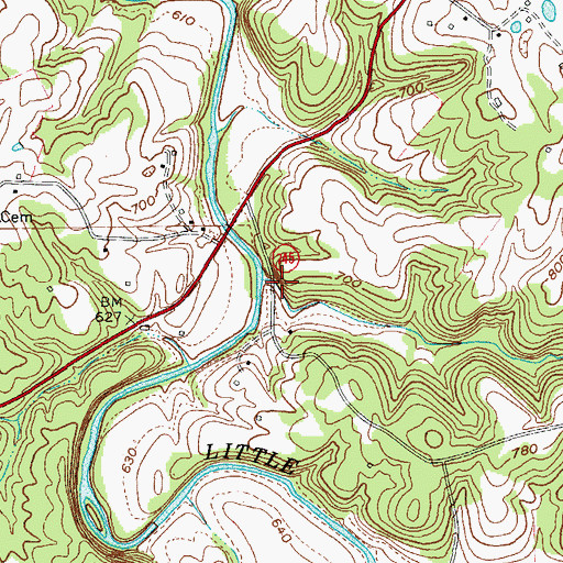 Topographic Map of Dry Fork Branch, KY
