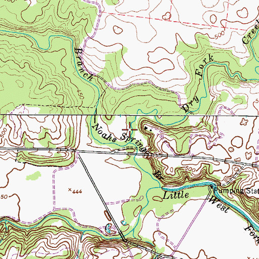 Topographic Map of Dry Fork Creek, KY