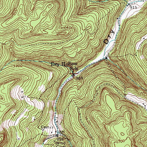 Topographic Map of Dry Hollow School, KY