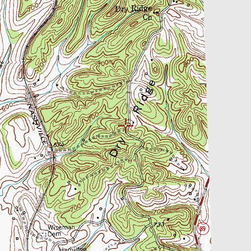 Topographic Map of Dry Ridge, KY
