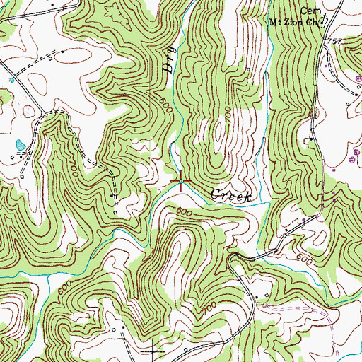 Topographic Map of Dry Run, KY