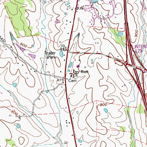 Topographic Map of Dry Run Church, KY