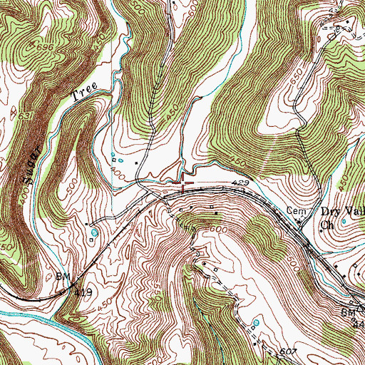 Topographic Map of Dry Valley, KY