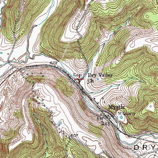 Topographic Map of Dry Valley Baptist Church, KY