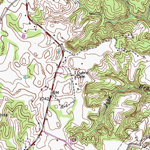 Topographic Map of Dubre Cemetery, KY