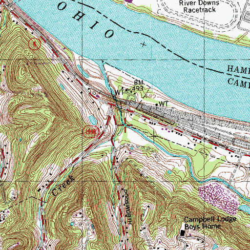 Topographic Map of Duck Creek, KY