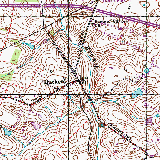 Topographic Map of Duckers, KY