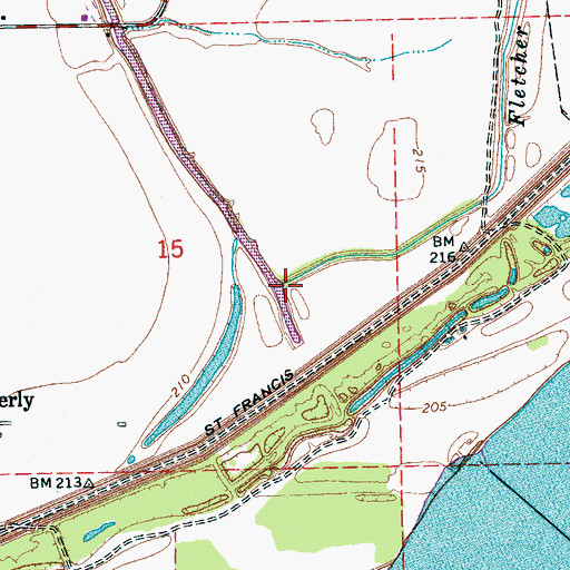 Topographic Map of Fletcher Bayou, AR