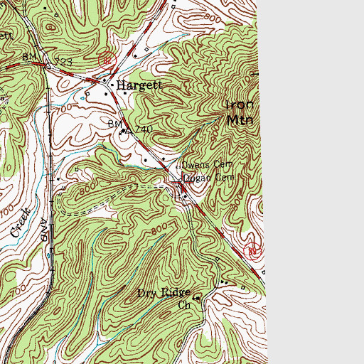 Topographic Map of Dugan Cemetery, KY