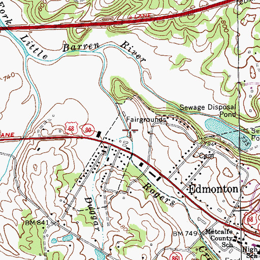 Topographic Map of Duggar Branch, KY