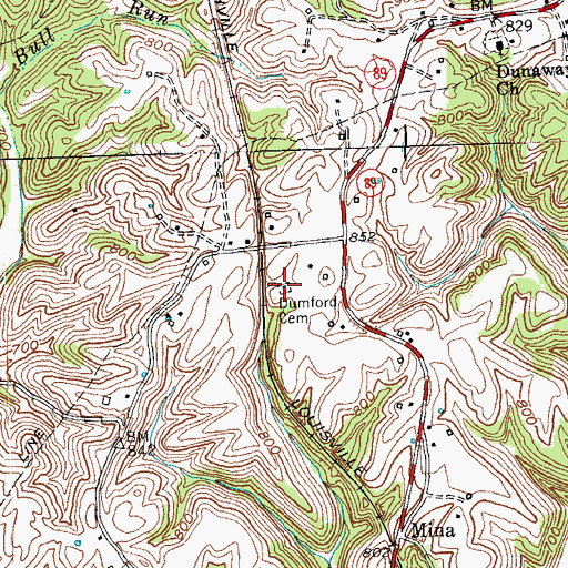 Topographic Map of Dumford Cemetery, KY