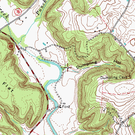 Topographic Map of Dumpling Hollow, KY