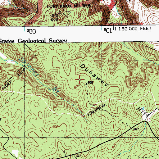 Topographic Map of Dunaway Hill, KY