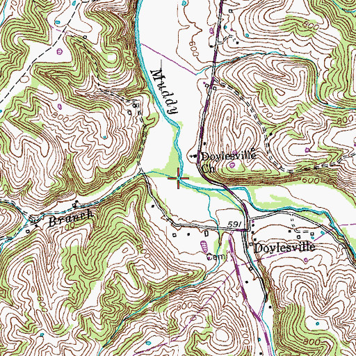 Topographic Map of Dunbar Branch, KY