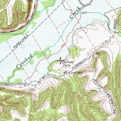 Topographic Map of Dunbar Cemetery, KY