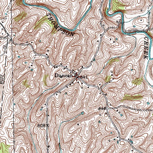 Topographic Map of Duncan, KY