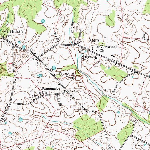 Topographic Map of Duncan Cemetery, KY